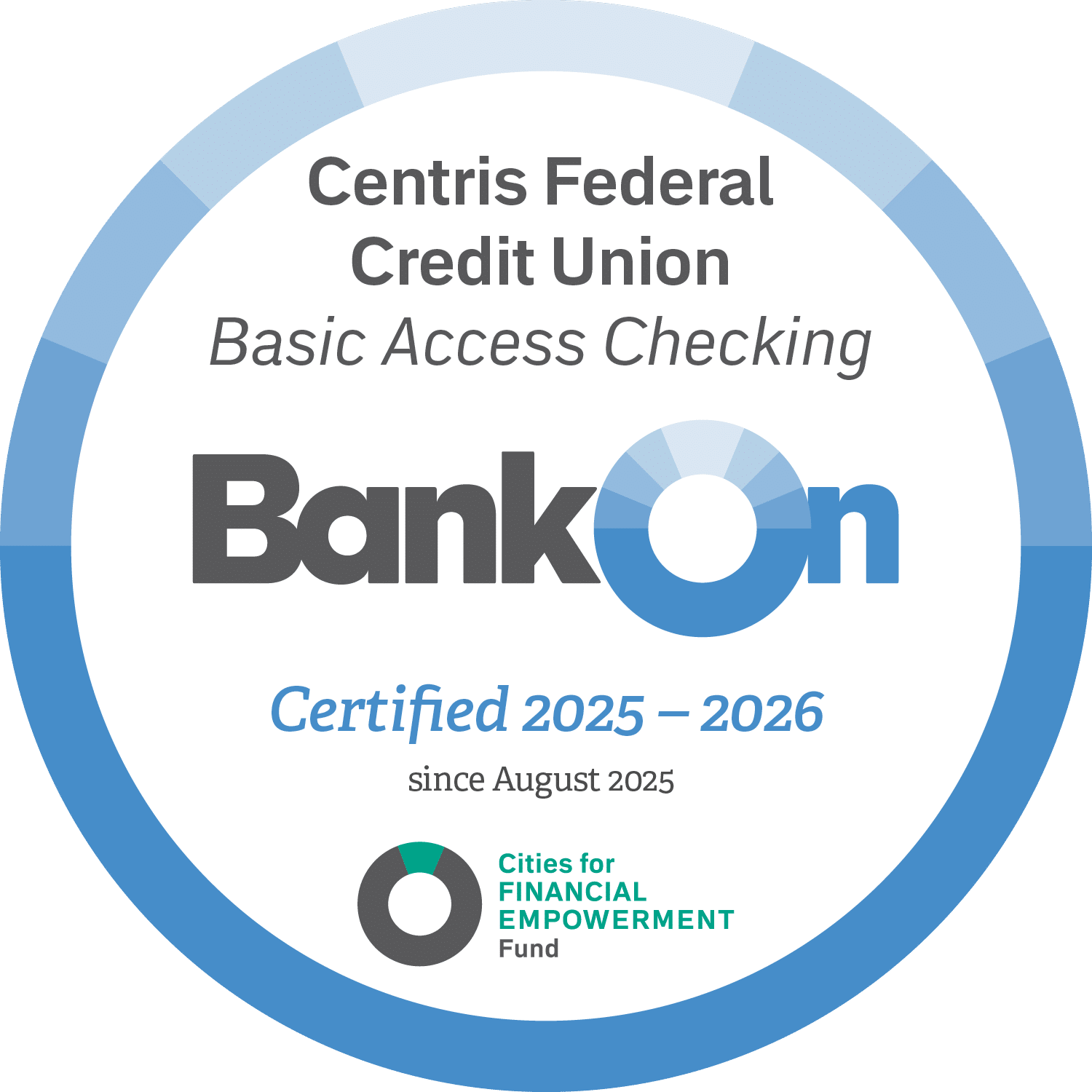 Centris Federal Credit Union Basic Access Checking BankOn Certified